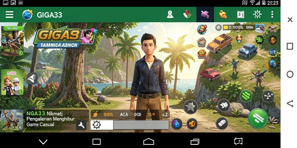 Tangkapan layar GIGA33 saat gameplay Casual yang menyenangkan.