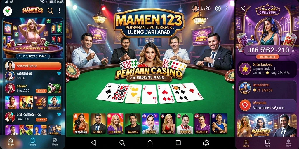 Screenshot MAMEN123 menampilkan aksi seru Live Casino dengan dealer langsung.