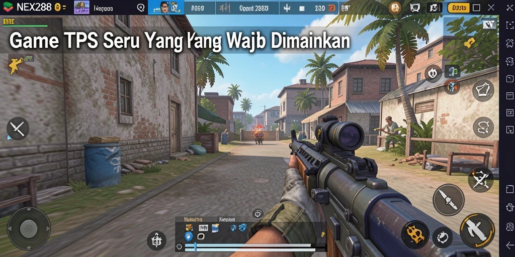 Screenshot utama NEX288 menampilkan aksi seru gameplay TPS.