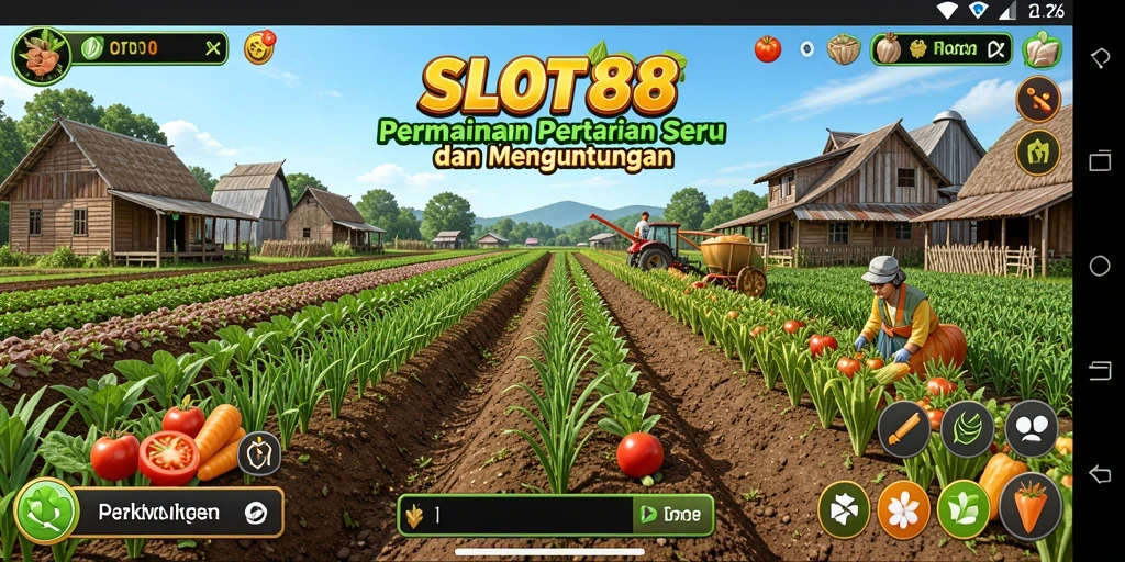 Tampilan permainan SLOT88 yang menarik dengan elemen pertanian yang seru.
