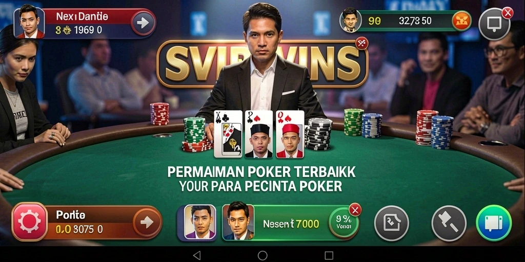 Tampilan gameplay seru dari SVIPWINS dengan aksi poker mendebarkan.